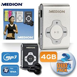 iBood - Duopack Medion Ontwerp Clip MP3-spelers met 4GB en robuuste aluminium case