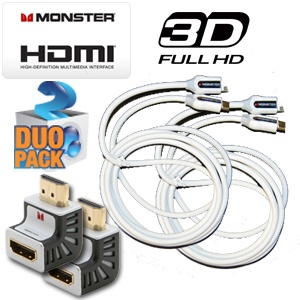 iBood - Duopack MONSTER HDMI 2 meter kabel - 3D Compatible -FULL 1080p met 90 gr. adapter