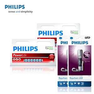 iBood - DUOPACK Philips led keychain SFL2001P/10 + Philips Alkaline 12x AAA LR03