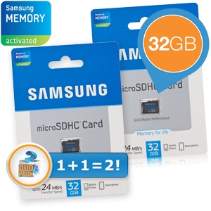 iBood - Duopack Samsung 32GB microSDHC geheugenkaarten
