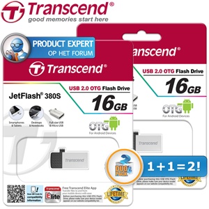 iBood - Duopack Transcend 16GB JetFlash Mobile On The Go - USB/MicroUSB Stick