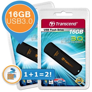 iBood - Duopack Transcend USB-sticks JetFlash 700 met 16GB opslag en USB 3.0