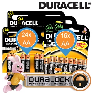 iBood - Duracell PlusPower batterijenbundel met DuraLock (24xAA + 16xAAA)