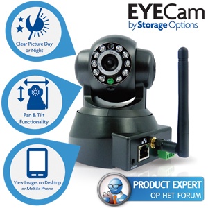 iBood - EYECam draadloze netwerkcamera met nachtzicht, pan, tilt en intelligente bewegingsdetectie