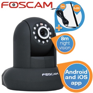 iBood - Foscam beveiligingscamera plus 5dBi WiFi Antenne and 3m extra elektriciteitskabel
