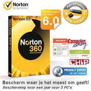 iBood - Goed voor je gemoedsrust: Norton 360™ versie 5 met gratis upgrade naar 6.0 én gratis PNY 16GB USB stick!