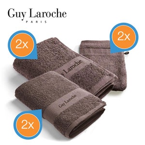 iBood - Guy Laroche handdoekenset, bruin (4 handdoeken, 2 washanden)