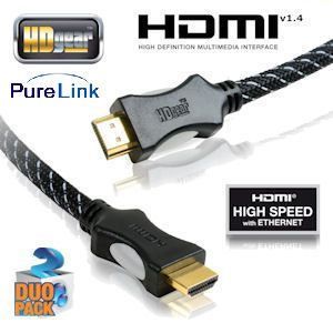 iBood - HDGear HighSpeed  HDMI v1.4 kabel.  2 meter verguld Duo Pack