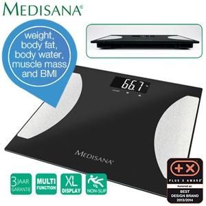 iBood Health & Beauty - Medisana lichaamsanalyseweegschaal - Meet het gewicht, lichaamsvet, lichaamsvocht, spiermassa, BMI en caloriebehoefte