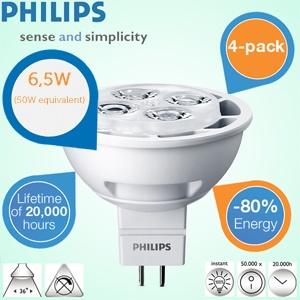 iBood Home & Living - 4-pack Philips LED spotjes GU5.3 met 380 lumen, 2700 k en 20.000 branduren