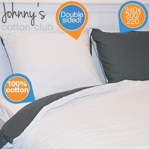 iBood Home & Living - Johnny's Cotton Club Lits Jumeaux Dekbedovertrek Antraciet/Licht Grijs - online 00:00-12:59