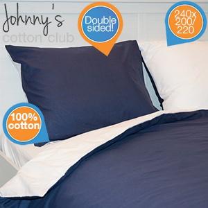 iBood Home & Living - Johnny's Cotton Club Lits Jumeaux Dekbedovertrek Blauw/Wit