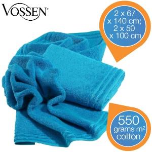 iBood Home & Living - Vossen 4-delige handdoekenset, Azurblauw (online: 12:00 - 23:59)