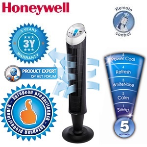 iBood - Honeywell ultrastille torenventilator met 5 standen, regelbare thermostaat, timer en afstandsbediening
