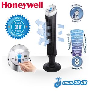 iBood - Honeywell ultrastille torenventilator met 8 standen, regelbare thermostaat, timer en afstandsbediening