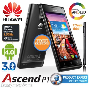 iBood - Huawei Ascend P1 dunste Android 4-smartphone met Super-AMOLED-scherm