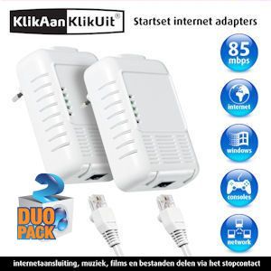 iBood - Internet Adapter Startset van KlikAanKlikUit DuoPack- Netwerk via het Stroomnet