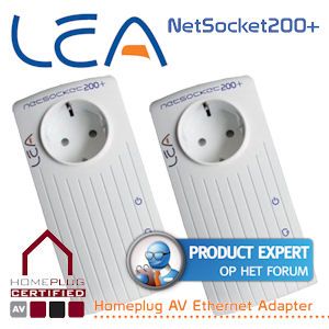 iBood - LEA NetSocket200+ Homeplug AV Ethernet Adapter Starterskit met Passthrough