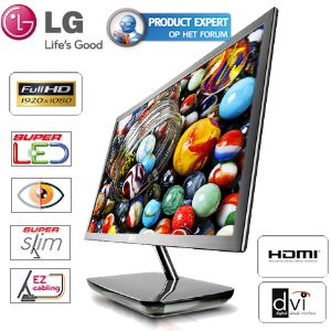 iBood - LG 23 inch Super Slanke, Super+ Resolution LED-monitor met DVI-D en HDMI