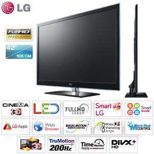 iBood - LG 42 inch Full HD Cinema 3D LED-tv met Smart TV, TruMotion 200Hz, 2D naar 3D converter, Picture Wizard II, DLNA en Wi-Fi Ready