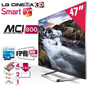 iBood - LG 47 inch CINEMA 3D Smart TV met FPR 3D paneel, 3D brillen, 800 Hz en Magic Motion Remote