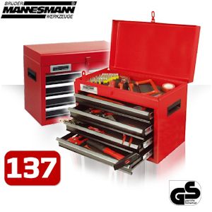 iBood - Mannesmann 137-delige gereedschapsset in afsluitbare kist van stevig plaatstaal met 4 lades