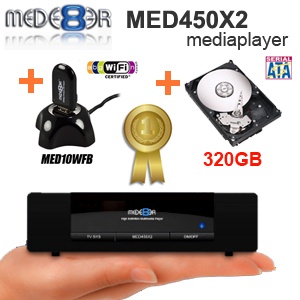 iBood - Mede8er mediaplayer MED450X2 + 320GB + WiFi dongle bundle!