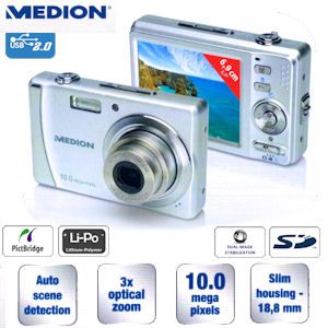 iBood - Medion Life 10 MP design digitale camera met 3x optische zoom en 18,8 mm platte behuizing