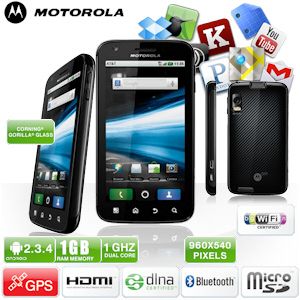 iBood - Motorola Atrix dual-core smartphone met Android 2.3, 16GB en 4 inch 540 x 960 pixels QHD capacitieve touchscreen