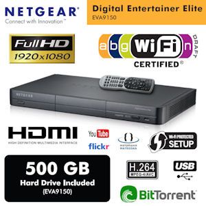 iBood - Netgear EVA9150 Digital Entertainer Elite Full HD 500 Gb Mediaspeler met Wireless N Ondersteuning