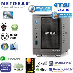 iBood - Netgear ReadyNAS Ultra 2 – Netwerk media opslag met 2 Gigabit poorten en maarliefst 4 TB!