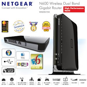 iBood - Netgear WNDR3700 – High Performance Dual Band Wireless Gigabit Router met WAN >LAN tot 300 Mbps