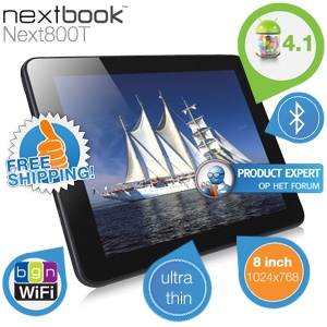 iBood - Nextbook 8 inch Android 4.1 dual core tablet met WiFi, Bluetooth en 1024x768 HD scherm