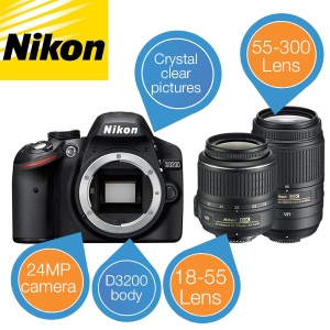 iBood - Nikon D3200 Spiegelreflex camera + 2 objectieven