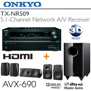 iBood - Onkyo AVX-690 5.1 Netwerk A/V Receiver compleet met speakers en subwoofer