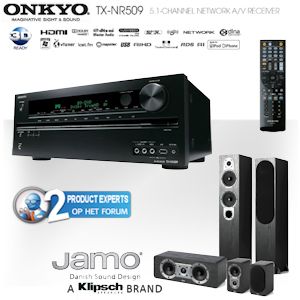 iBood - Onkyo TX-NR509 5.1-kanaals netwerk A/V receiver met Jamo S 426 HCS 3 'Black Ash' speakerse