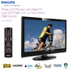 iBood - Philips 54.6 cm/21.5 inch Full HD LCD monitor en TV met DVB-T, HDMI & SCART