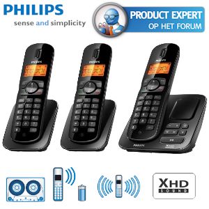 iBood - Philips Draadloze DECT Telefoon Triple Pack met Antwoordapparaat en XHD Perfect Sound