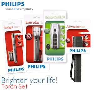 iBood - Philips LightLife Zaklamp Set - Penlight, Compact zaklamp, Rubber Torch & Dynamo Multi LED