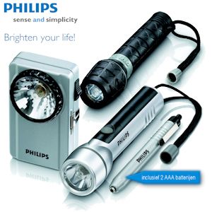 iBood - Philips LightLife Zaklamp Set - Penlight, Compact zaklamp, Rubber Torch & Metalen Zaklamp
