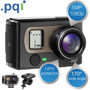iBood - PQI Air Cam Full-HD/5MP actioncamera met unieke lensbeschermer