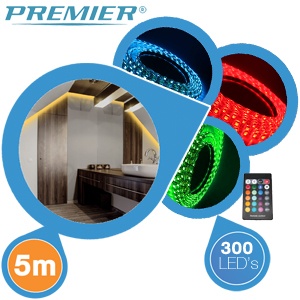 iBood - Premier 5 meter RGB LED Strip met afstandsbediening, RGB Controller en 230V adapter
