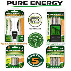 iBood - Pure Energy USB en Enviro Batterij Oplader met AA en AAA Rechargeable Battery Pack