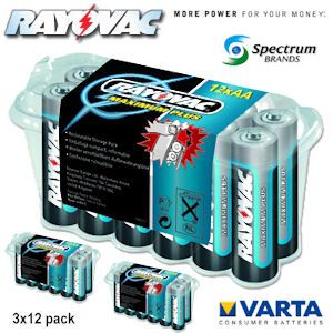 iBood - Rayovac Alkaline Maximum Plus AA Batterij 3x12 Pack met 2600 mAh