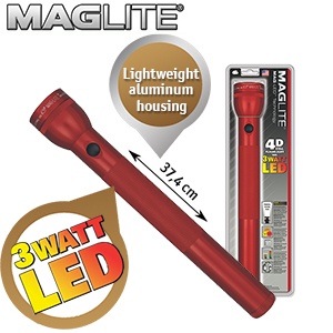 iBood - Robuuste, rode Maglite 4D-cell LED zaklamp