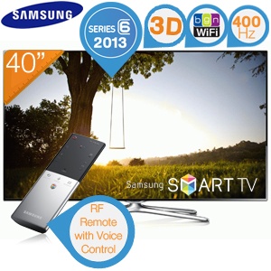 iBood - Samsung 40 inch (101 cm) 3D LED Smart TV met 400 Hz beeldverversing en Smart Touch Remote met spraakbesturing