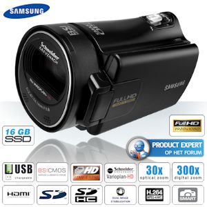 iBood - Samsung Full-HD camcorder met 16GB SSD geheugen, 30x optische zoom en 3inch touch-panel LCD