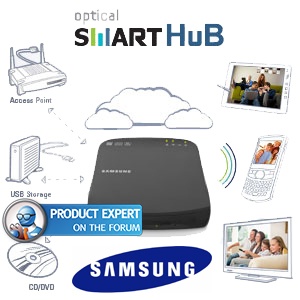 iBood - Samsung Optical Smart Hub; een streaming, DVD-brandend, Wi-Fi accespoint met DLNA