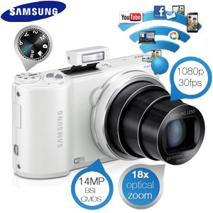iBood - Samsung Smartcamera met WiFi, Touchscreen, 18x zoom- en 24mm groothoeklens - wit