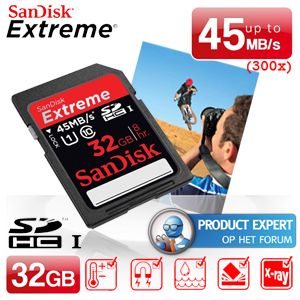 iBood - SanDisk 32GB Extreme SDHC 45 MB/s, UHS I, Class 10